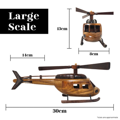 Aero Range Model Helicopter Handcrafted Wooden Vintage - Authentic Replicas & Models