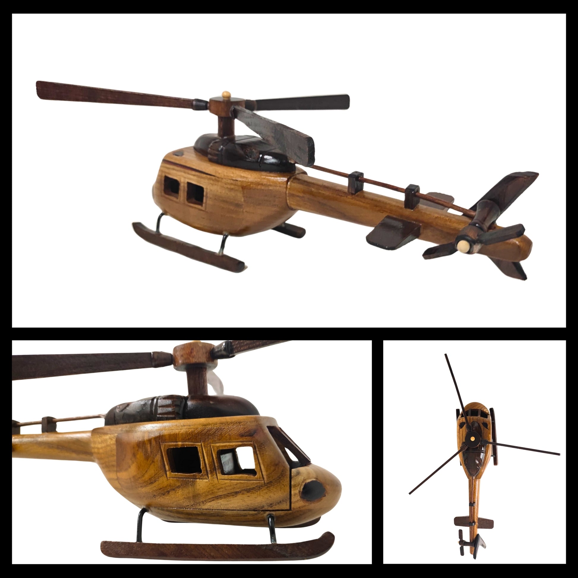 Aero Range Model Helicopter Handcrafted Wooden Vintage - Authentic Replicas & Models