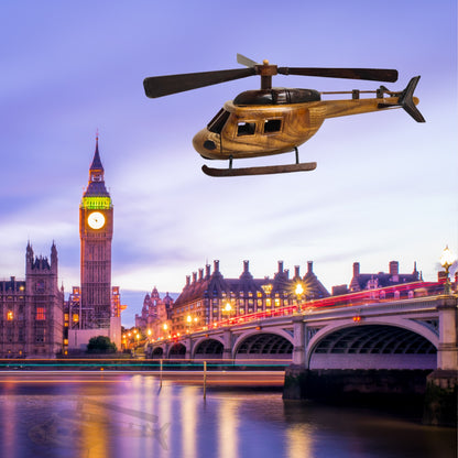 Aero Range Model Helicopter Handcrafted Wooden Vintage - Authentic Replicas & Models