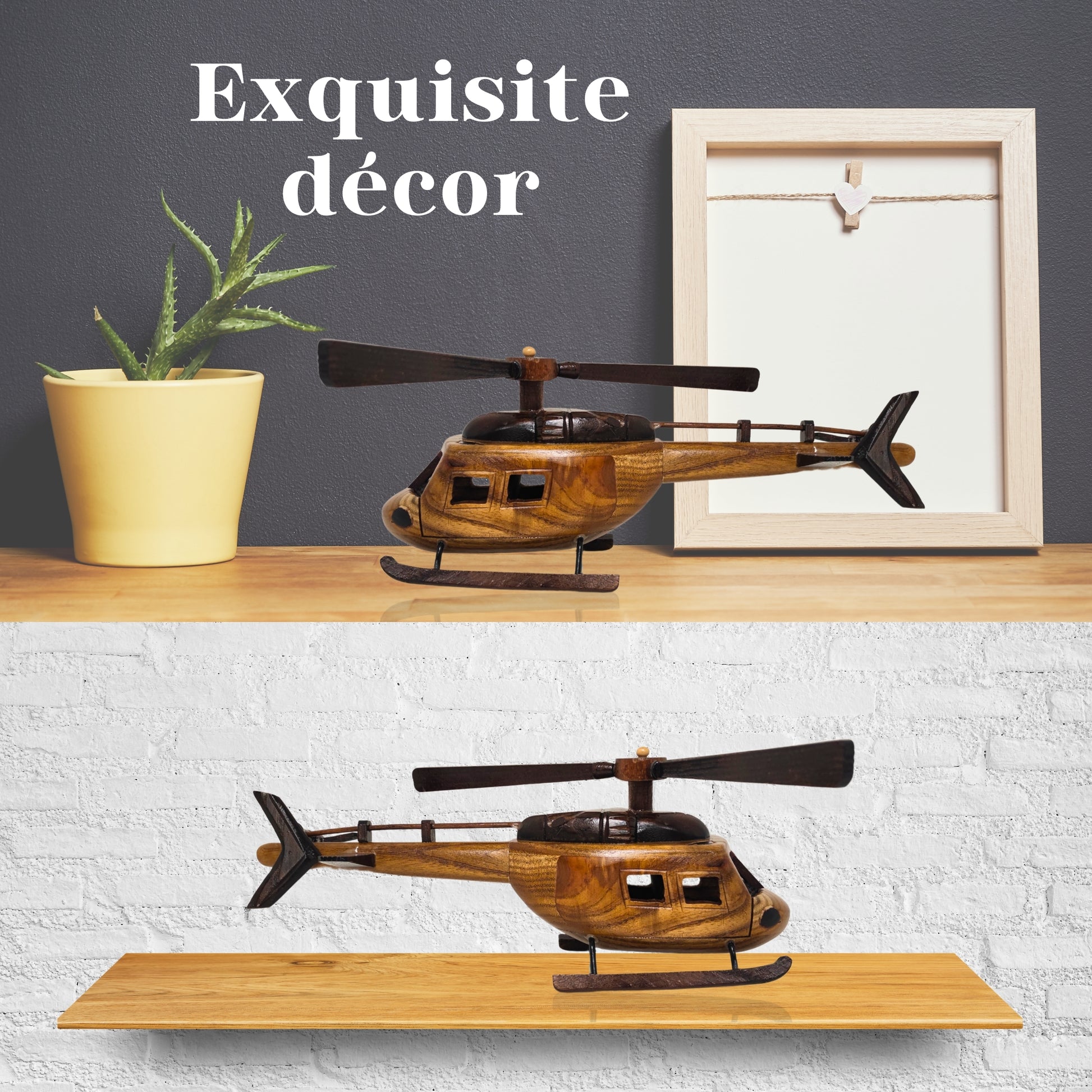 Aero Range Model Helicopter Handcrafted Wooden Vintage - Authentic Replicas & Models