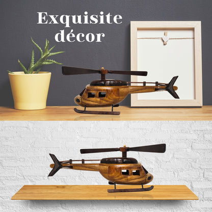 Aero Range Model Helicopter Handcrafted Wooden Vintage - Authentic Replicas & Models