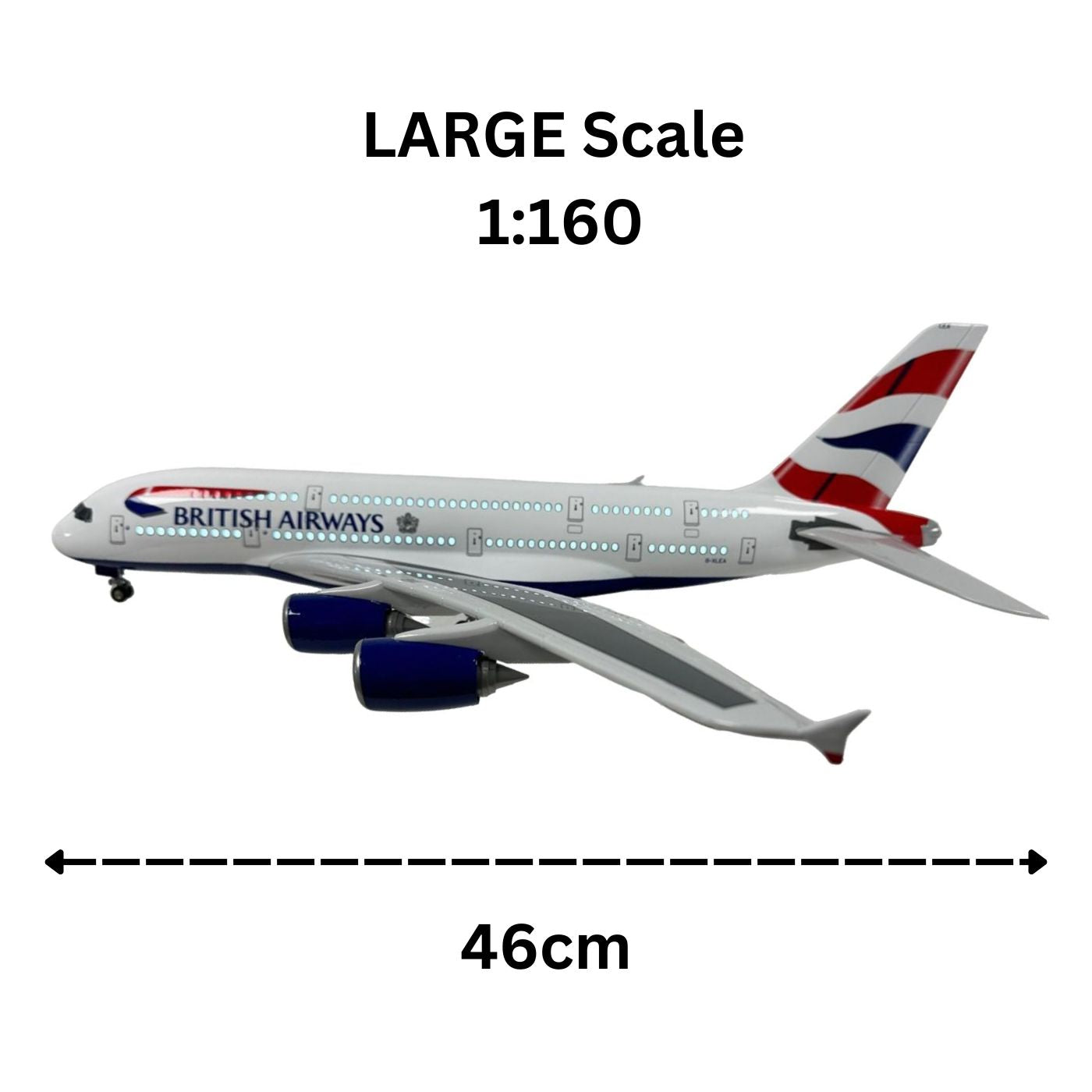 British Airways BA A380 Model Plane Large Scale Ideal Gift And Stand - Authentic Replicas & Models