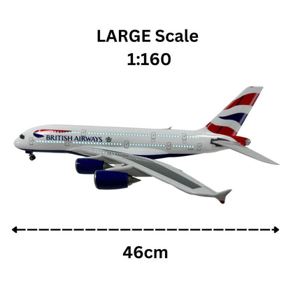 British Airways BA A380 Model Plane Large Scale Ideal Gift And Stand - Authentic Replicas & Models