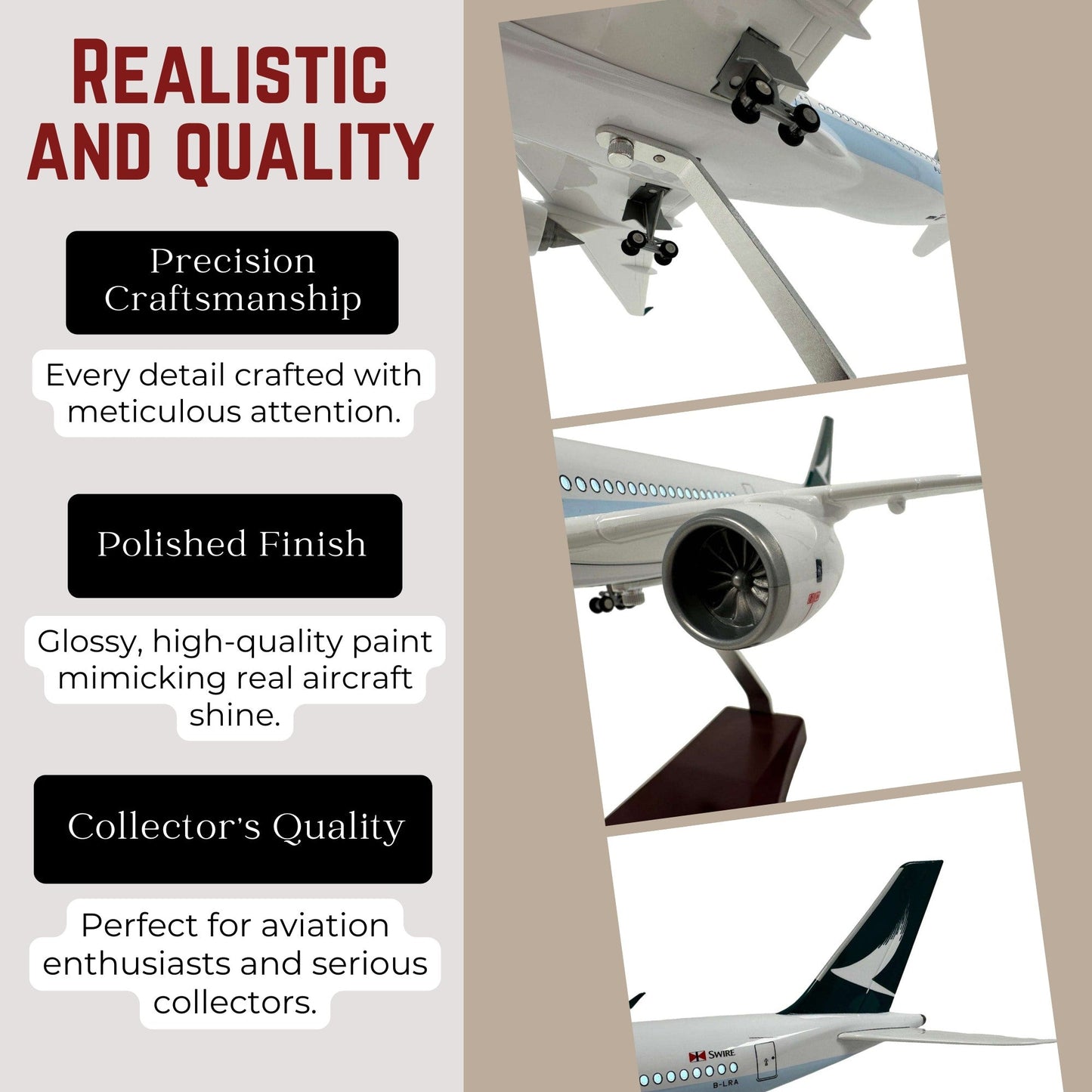 Cathay Pacific Airbus A350 Model Plane Premium Large Scale Ideal Gift - Authentic Replicas & Models