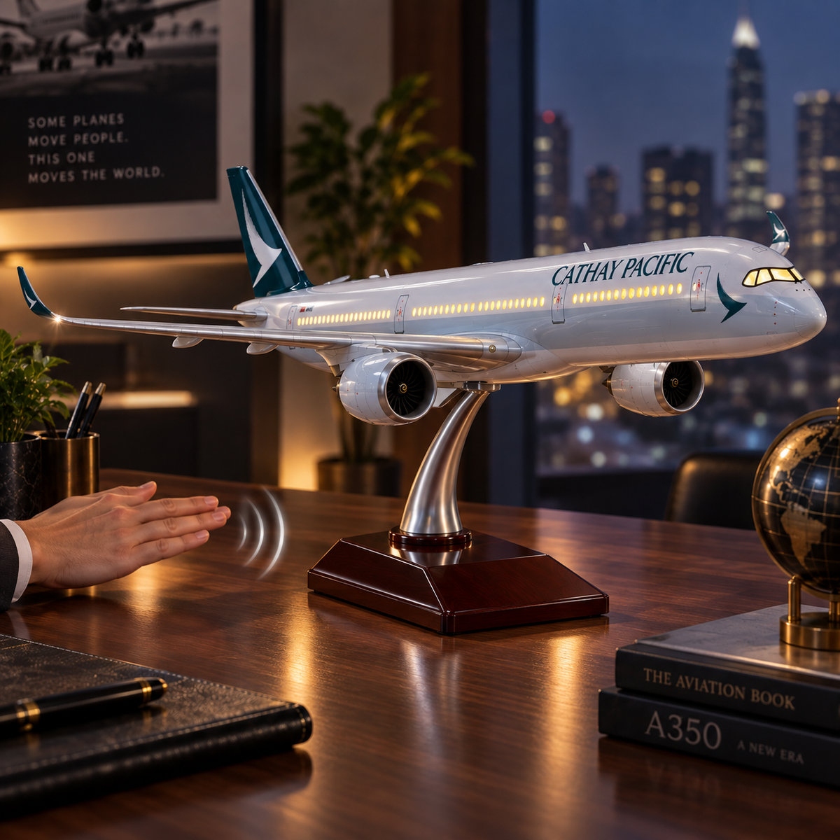 Cathay Pacific Airbus 350 Model Plane 1:142 47cm LED Display Plane With Stand