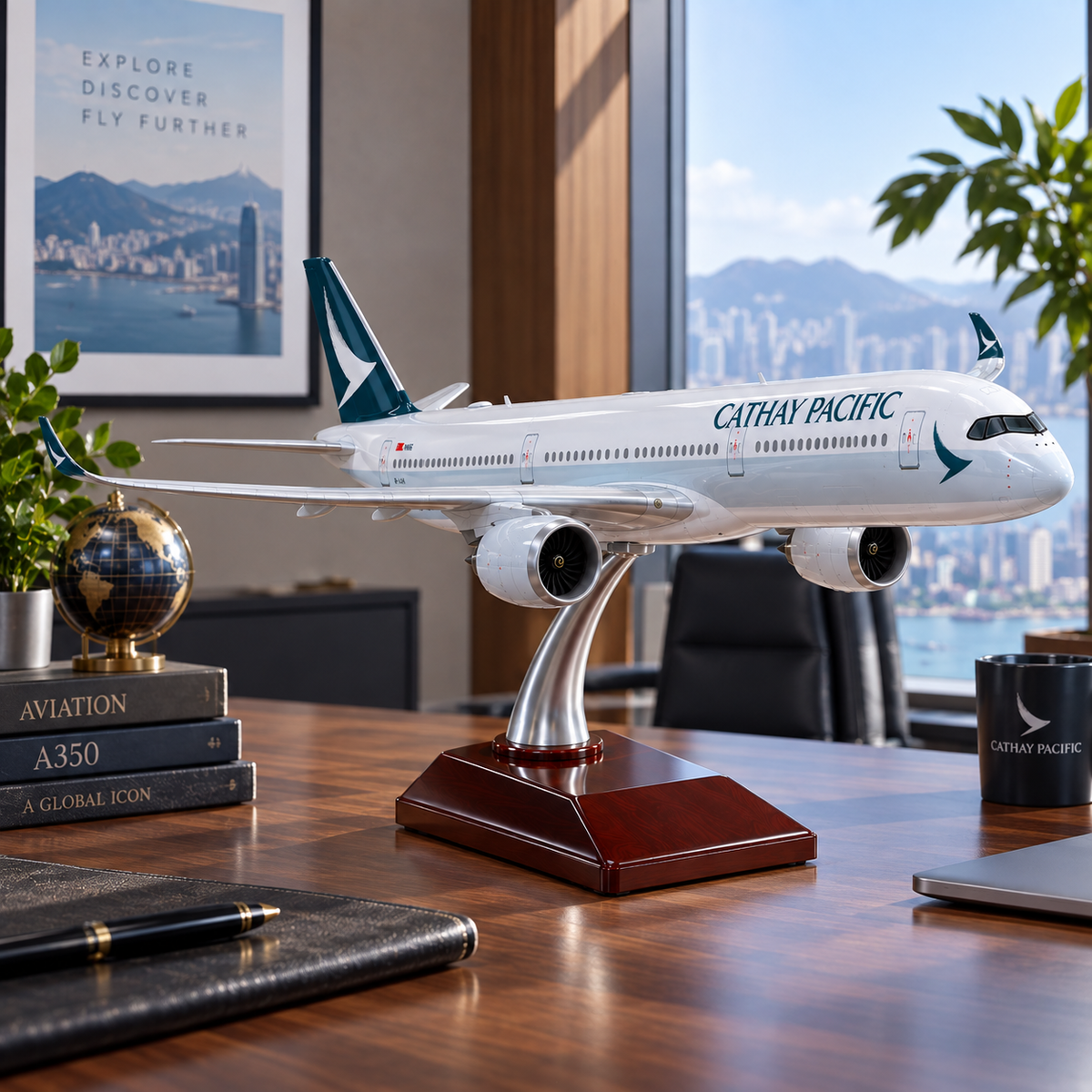 Cathay Pacific Airbus 350 Model Plane 1:142 47cm LED Display Plane With Stand