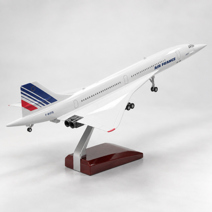 Air France Concorde Model Plane Voice Activated LED Lights Display + Stand