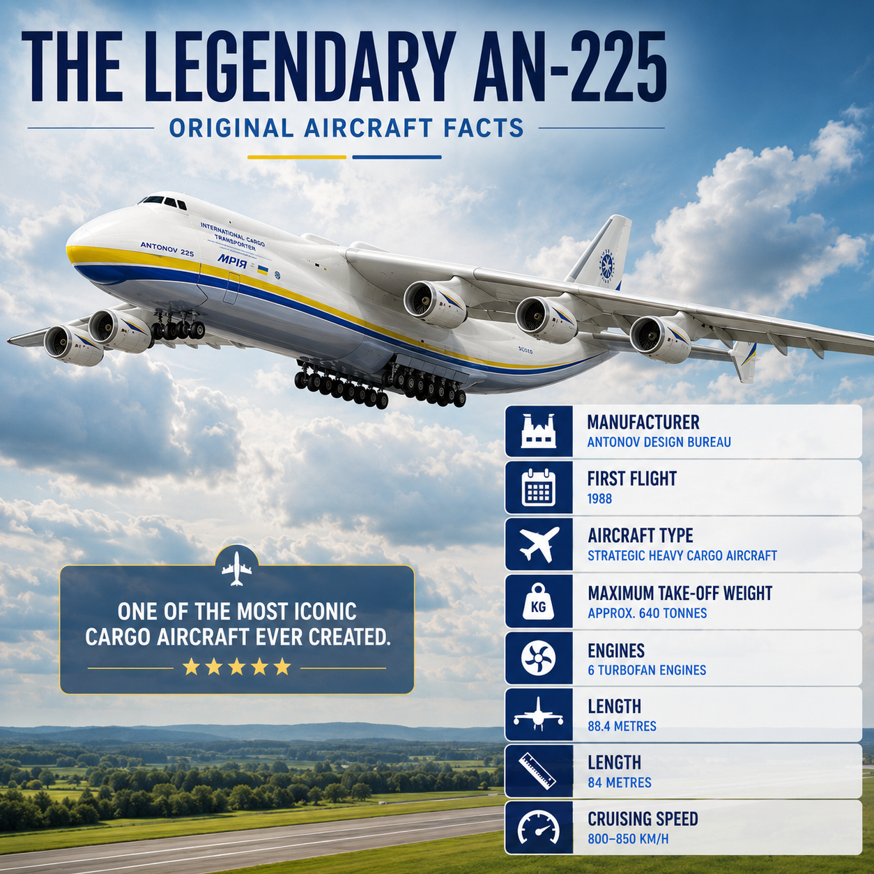 Antonov An-225 Mriya Ukraine Cargo Aircraft Model Plane 1:200