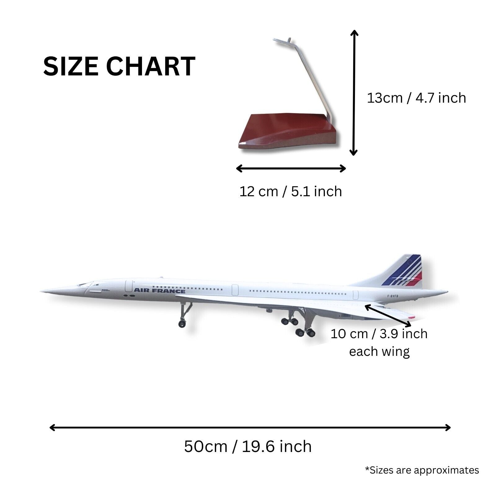 Concorde Air France Model Plane Large-Scale Voice Activated Lights - Authentic Replicas & Models