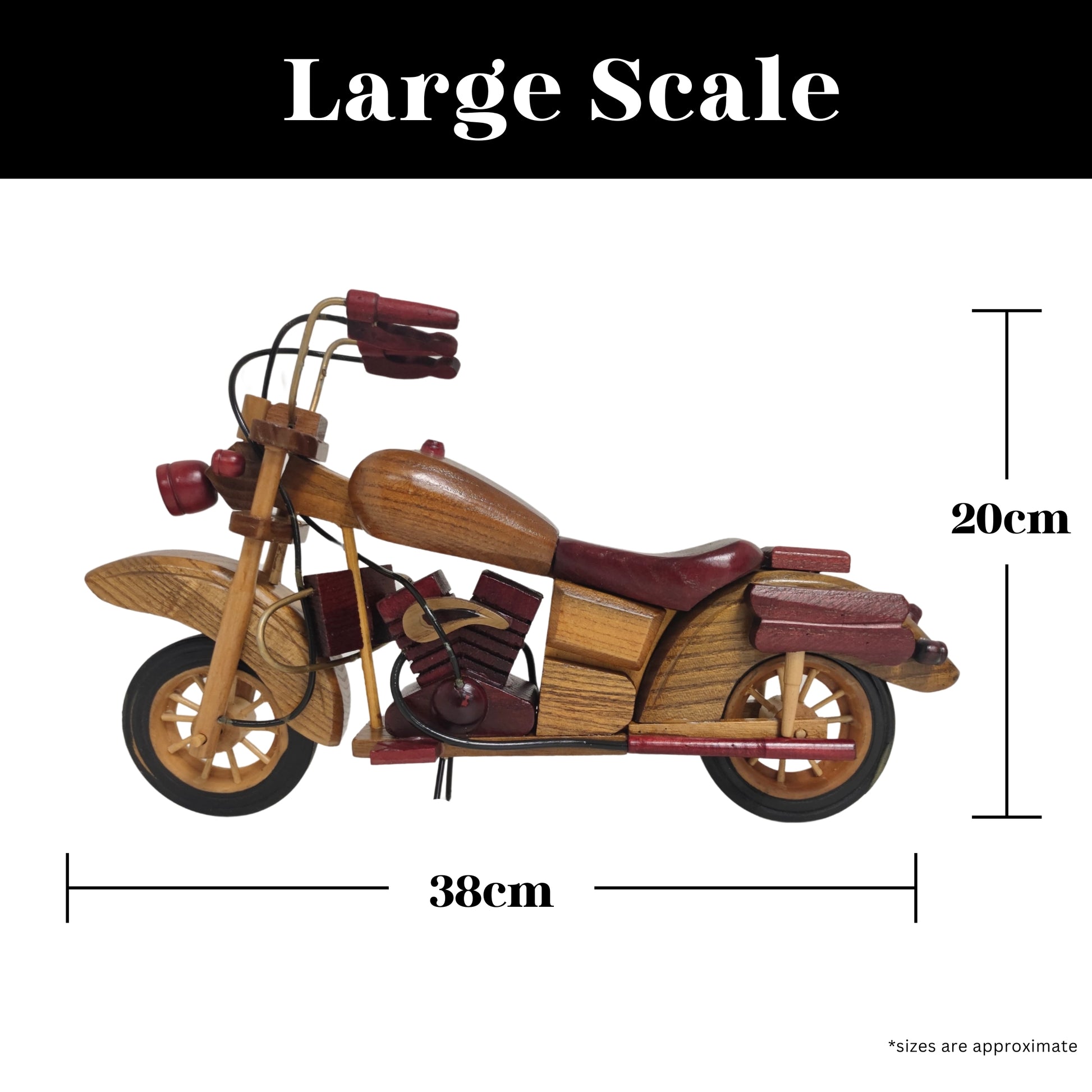 Crimson Cruiser Model Motorcycle Wooden Design Home Decor - Authentic Replicas & Models