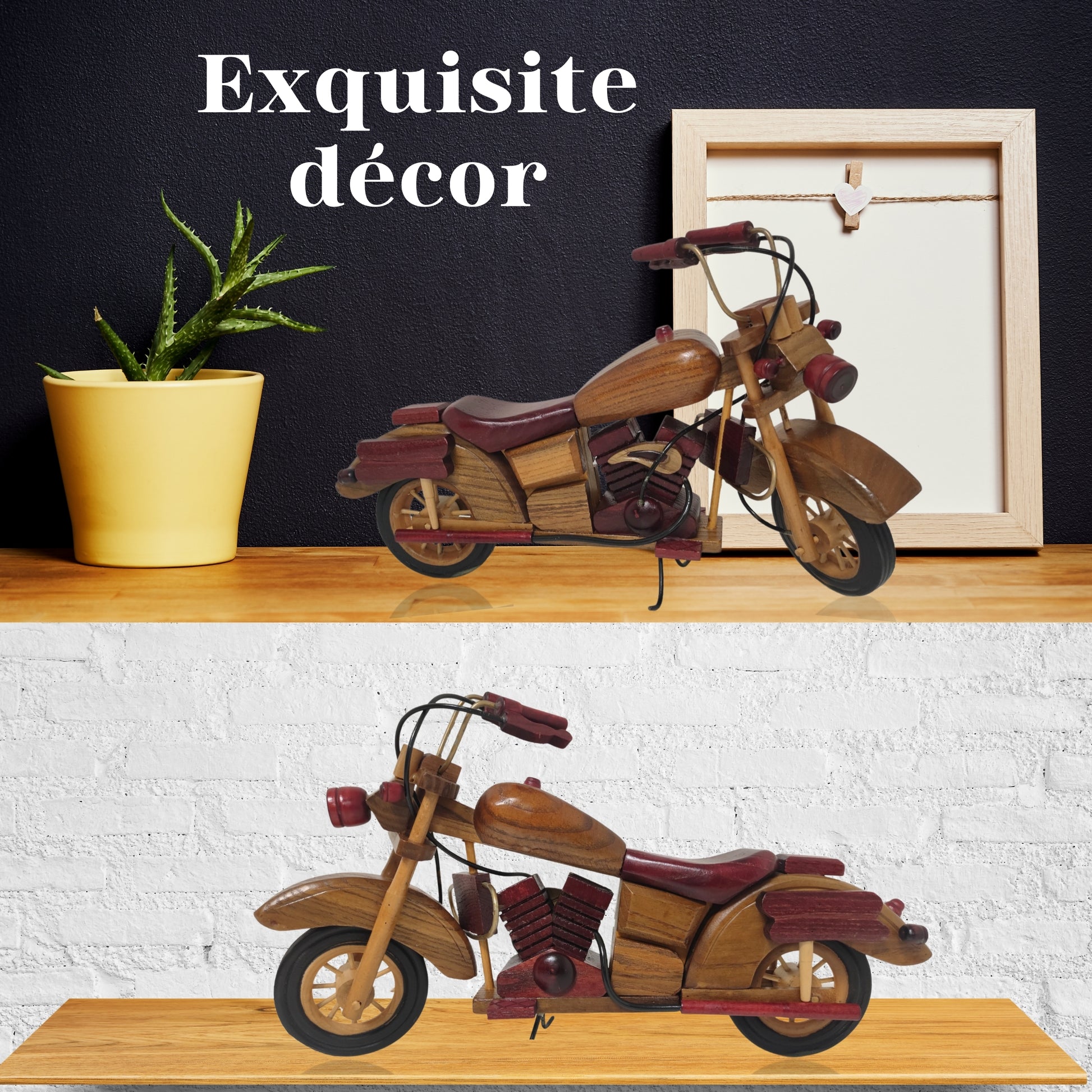 Crimson Cruiser Model Motorcycle Wooden Design Home Decor - Authentic Replicas & Models