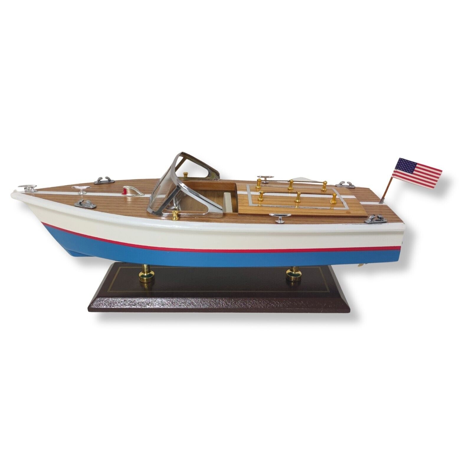 Handcrafted Wooden Model Speed Boat with Stand Personalize Name Option - Authentic Replicas & Models