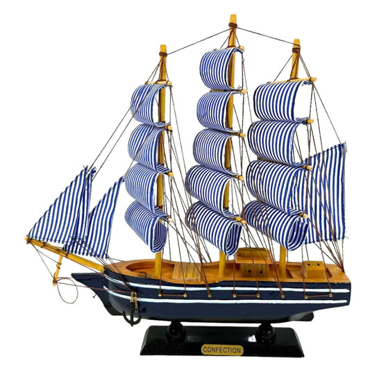 Handmade Blue Confection Ship Model 1L – 32cm x 31cm, Decorative Gift - Authentic Replicas & Models