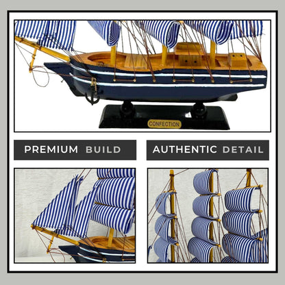 Handmade Blue Confection Ship Model 1L – 32cm x 31cm, Decorative Gift - Authentic Replicas & Models