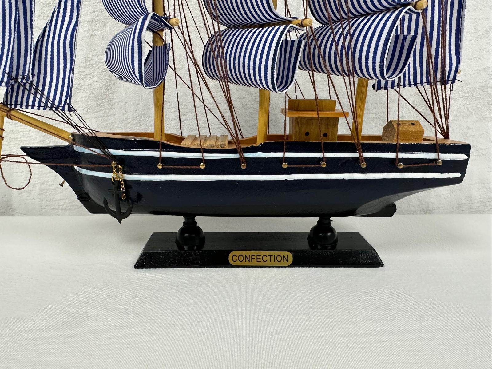 Handmade Blue Confection Ship Model 1L – 32cm x 31cm, Decorative Gift - Authentic Replicas & Models
