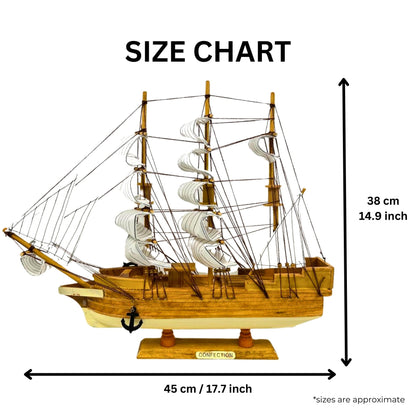 Handmade Confection Model Sea Ship 1G – 38cm with Display Stand, Fully Assembled - Authentic Replicas & Models