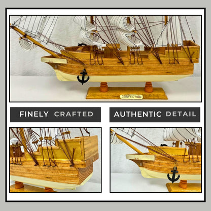Handmade Confection Model Sea Ship 1G – 38cm with Display Stand, Fully Assembled - Authentic Replicas & Models