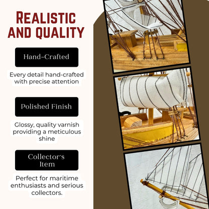 Handmade Confection Model Sea Ship 1G – 38cm with Display Stand, Fully Assembled - Authentic Replicas & Models