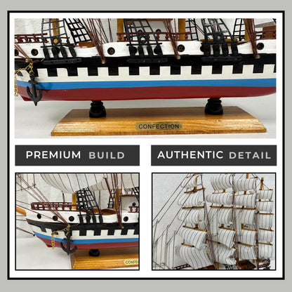Handmade Confection Model Ship 1N – 50cm with Display Stand, Fully Assembled - Authentic Replicas & Models