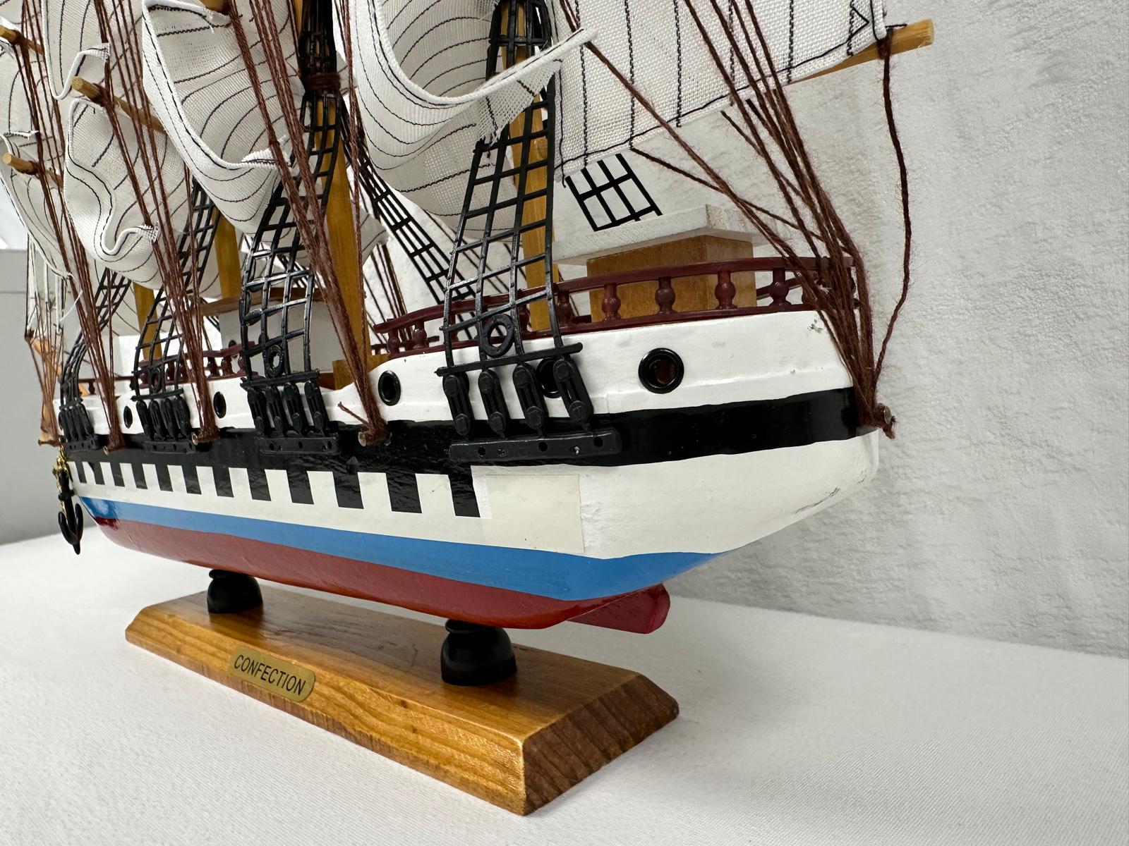 Handmade Confection Model Ship 1N – 50cm with Display Stand, Fully Assembled - Authentic Replicas & Models