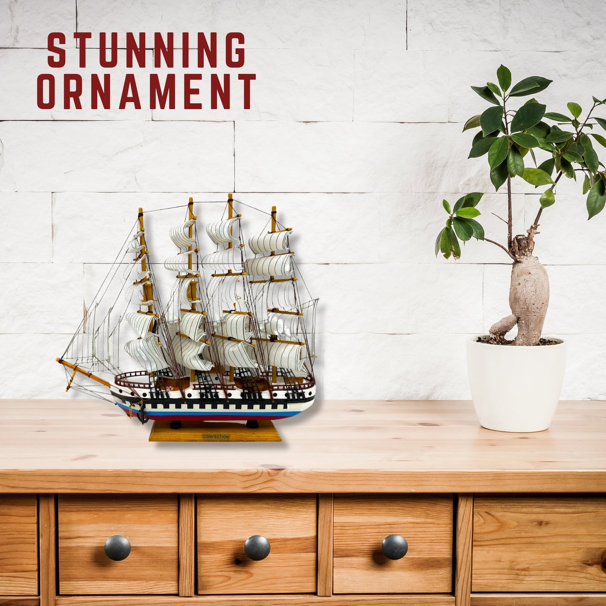 Handmade Confection Model Ship 1N – 50cm with Display Stand, Fully Assembled - Authentic Replicas & Models