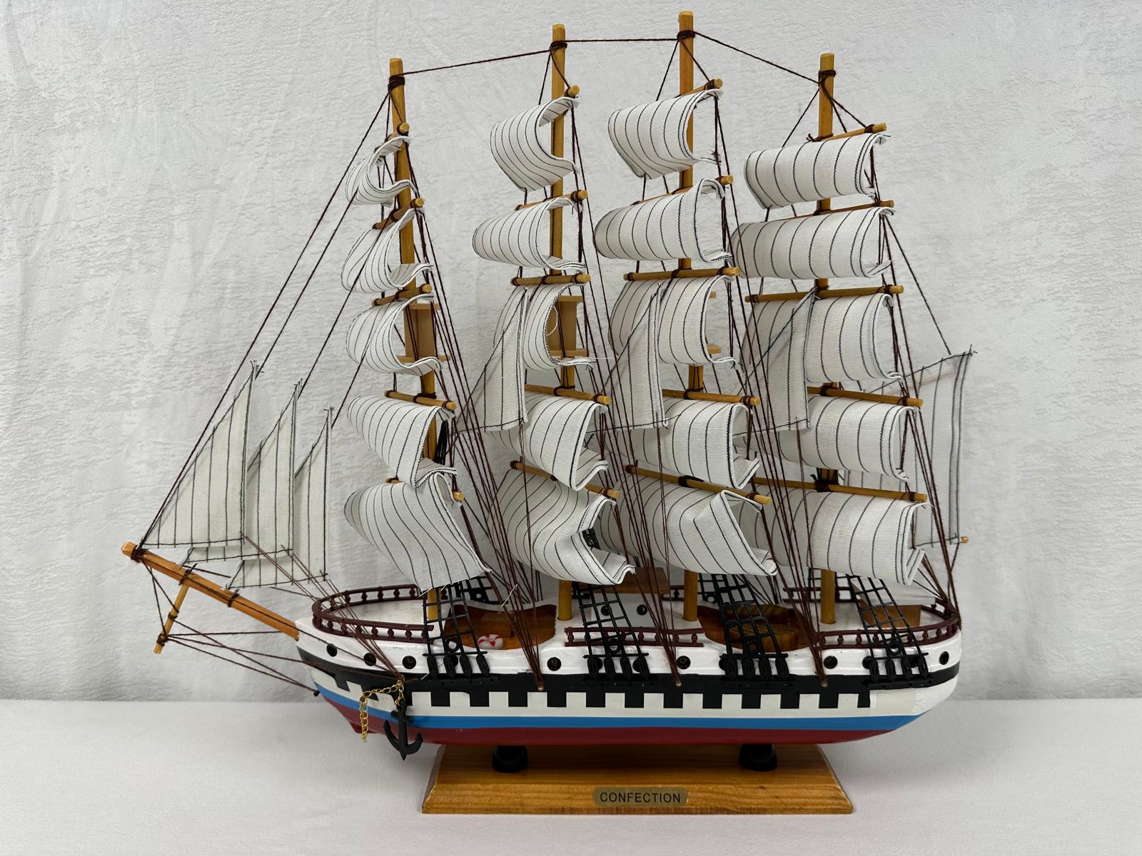 Handmade Confection Model Ship 1N – 50cm with Display Stand, Fully Assembled - Authentic Replicas & Models