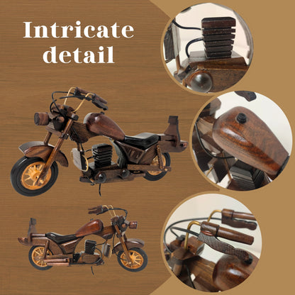 Obsidan Large Scale Model Motorbike Classic Handmade In Wood - Authentic Replicas & Models