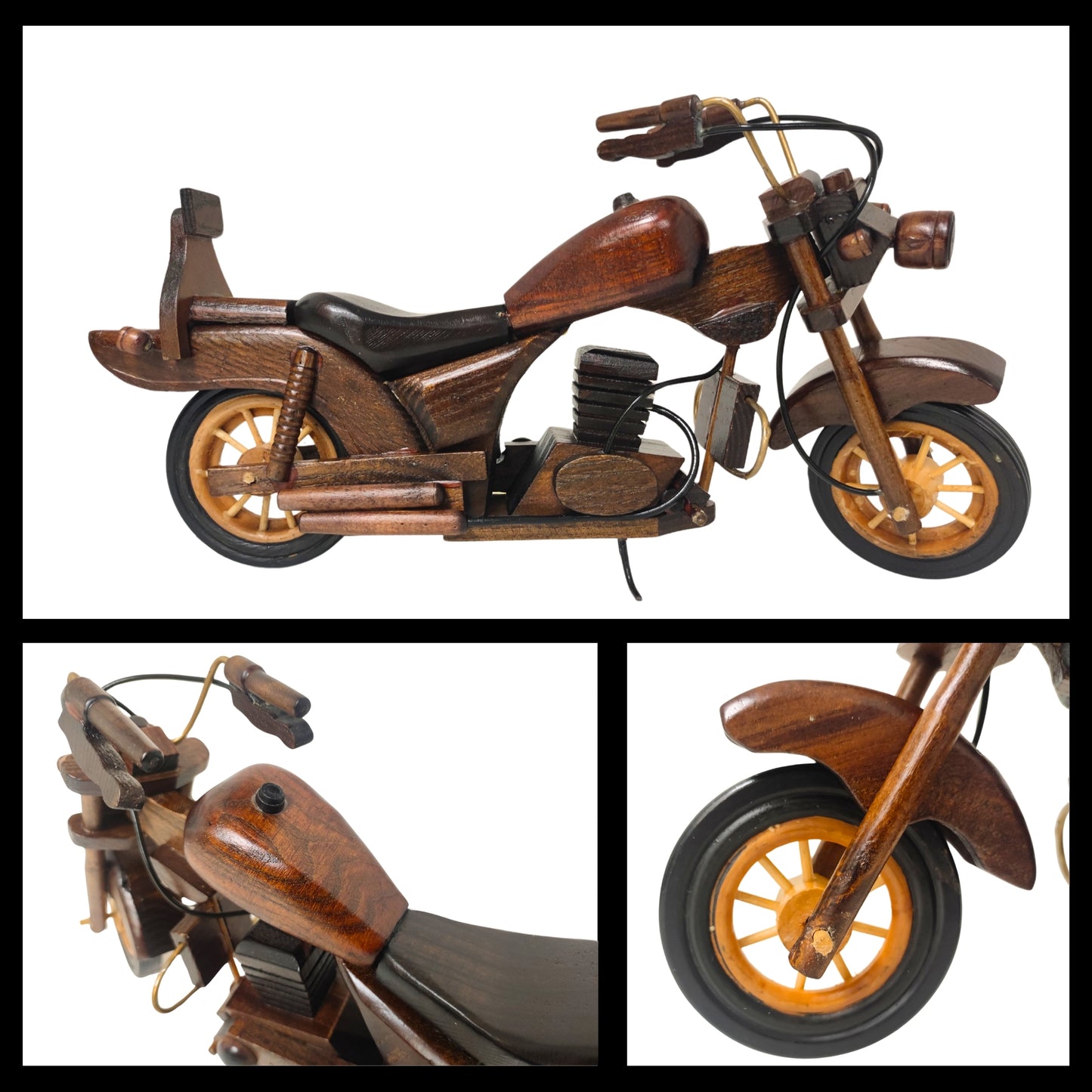 Obsidan Large Scale Model Motorbike Classic Handmade In Wood - Authentic Replicas & Models
