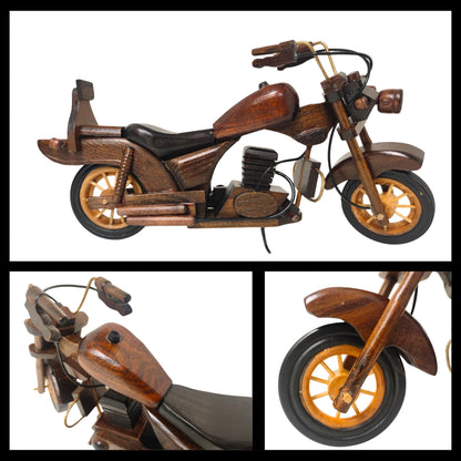 Obsidan Large Scale Model Motorbike Classic Handmade In Wood - Authentic Replicas & Models
