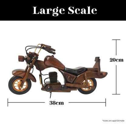 Obsidan Large Scale Model Motorbike Classic Handmade In Wood - Authentic Replicas & Models