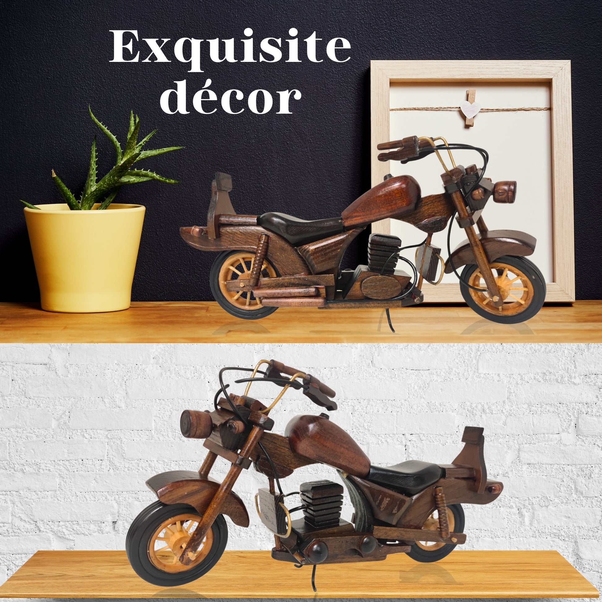Obsidan Large Scale Model Motorbike Classic Handmade In Wood - Authentic Replicas & Models