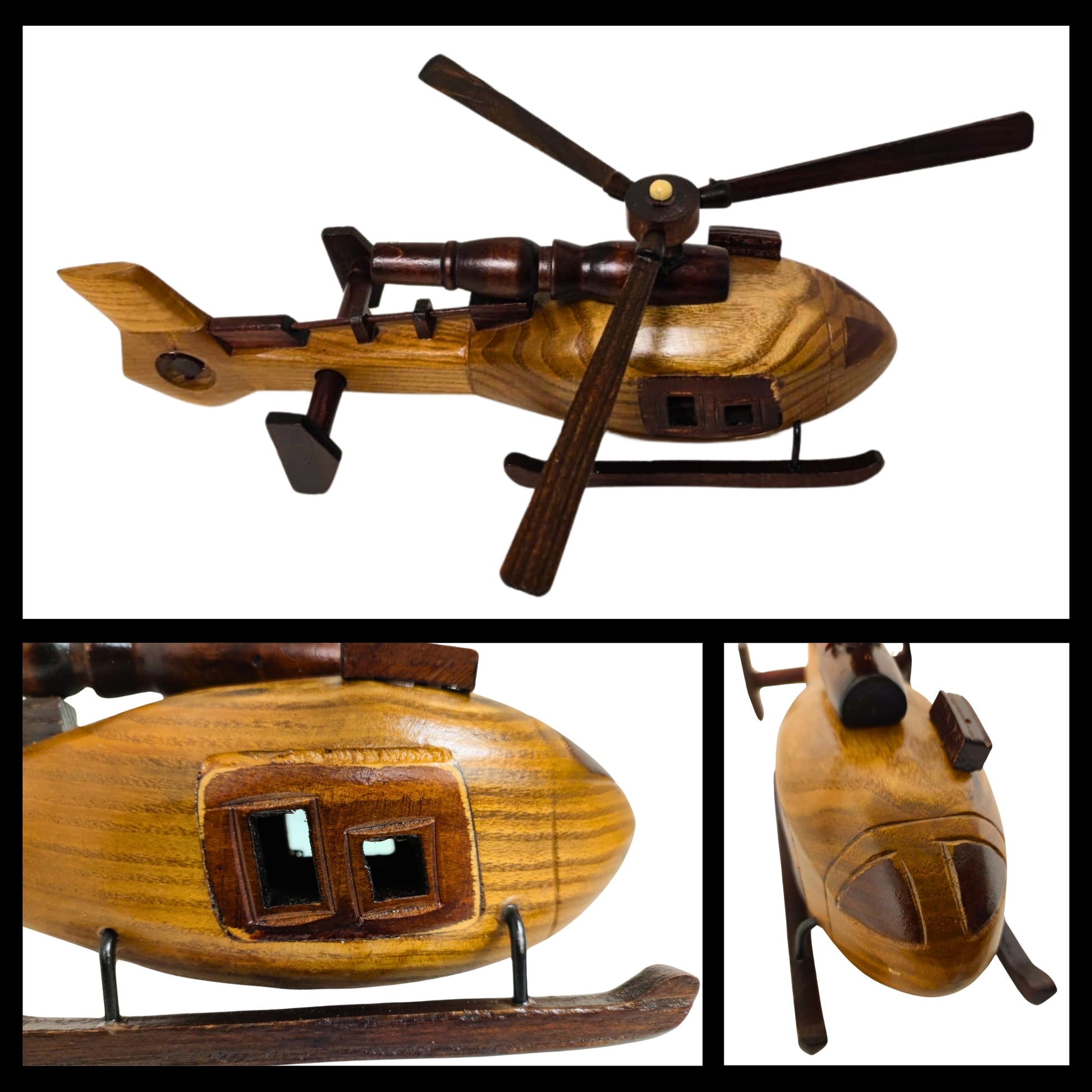 Sky Sentinal Model Helicopter Handcrafted Wooden Vintage - Authentic Replicas & Models