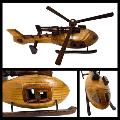 Sky Sentinal Model Helicopter Handcrafted Wooden Vintage - Authentic Replicas & Models