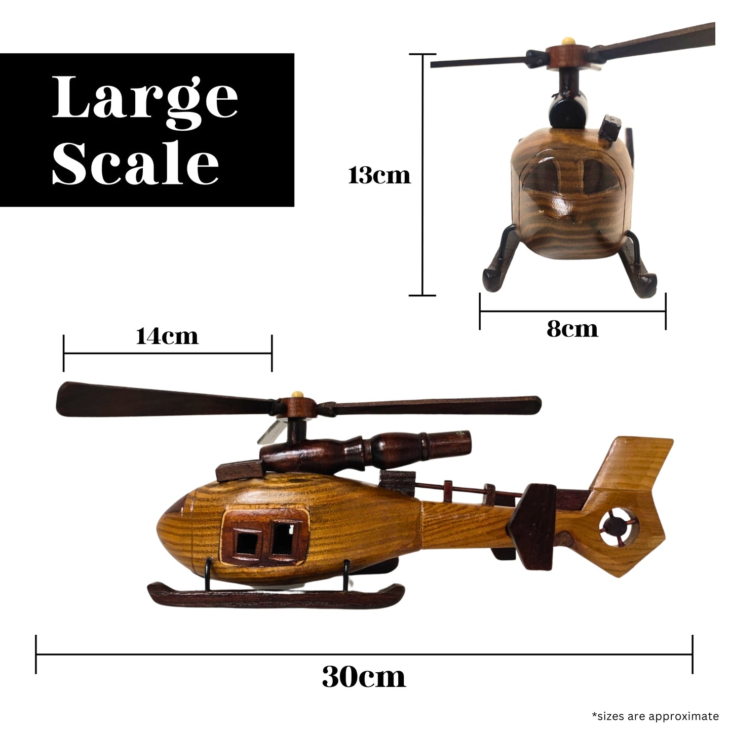Sky Sentinal Model Helicopter Handcrafted Wooden Vintage - Authentic Replicas & Models