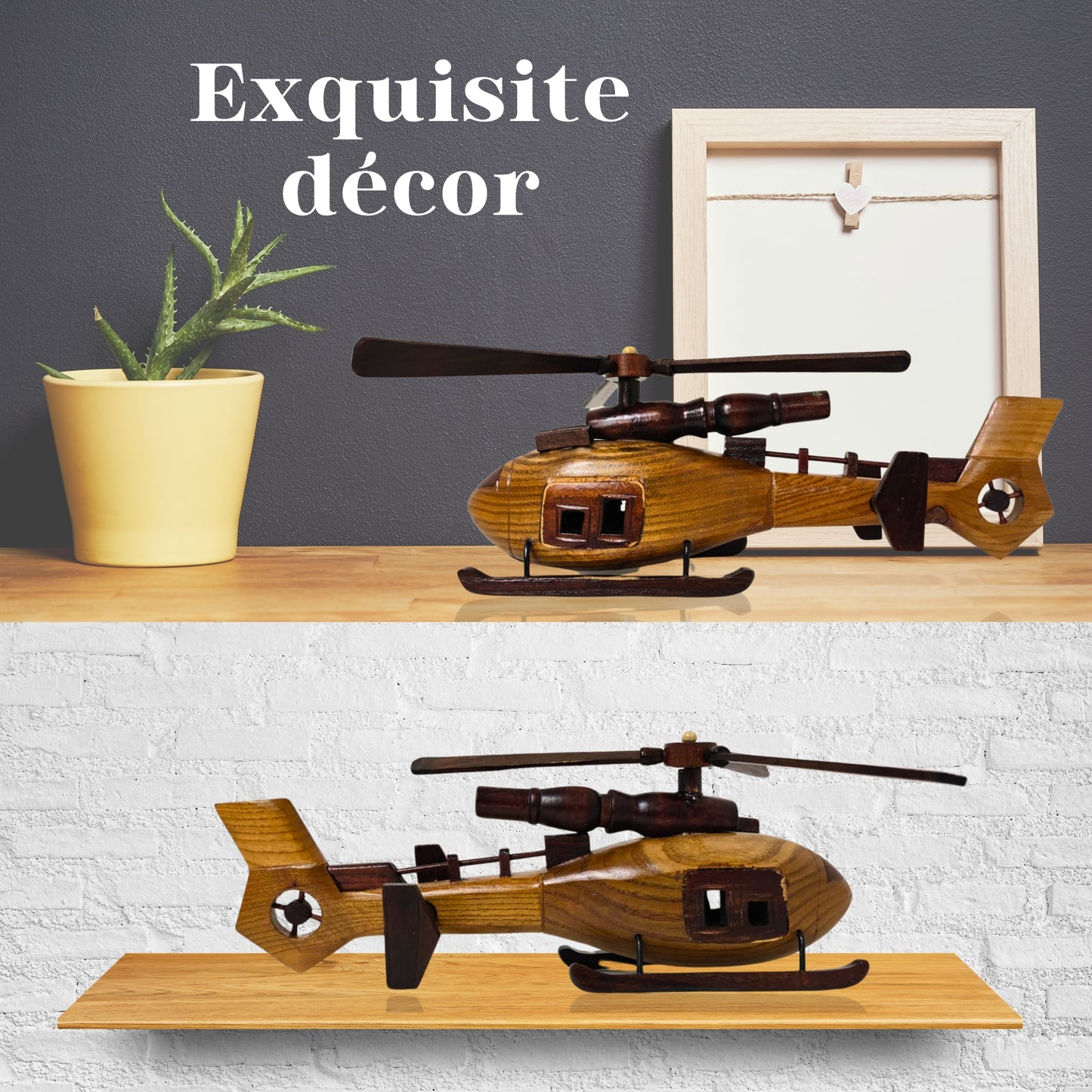 Sky Sentinal Model Helicopter Handcrafted Wooden Vintage - Authentic Replicas & Models