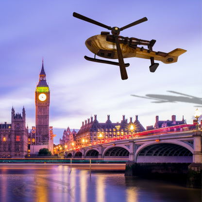 Sky Sentinal Model Helicopter Handcrafted Wooden Vintage - Authentic Replicas & Models