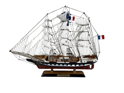 Vintage Belem Model Ship 1V – Handmade, 64cm, Fully Assembled Nautical Decor - Authentic Replicas & Models