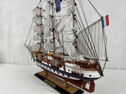 Vintage Belem Model Ship 1V – Handmade, 64cm, Fully Assembled Nautical Decor - Authentic Replicas & Models