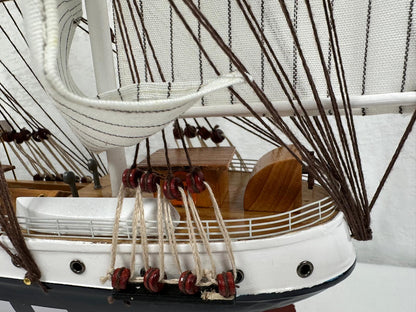 Vintage Belem Model Ship 1V – Handmade, 64cm, Fully Assembled Nautical Decor - Authentic Replicas & Models