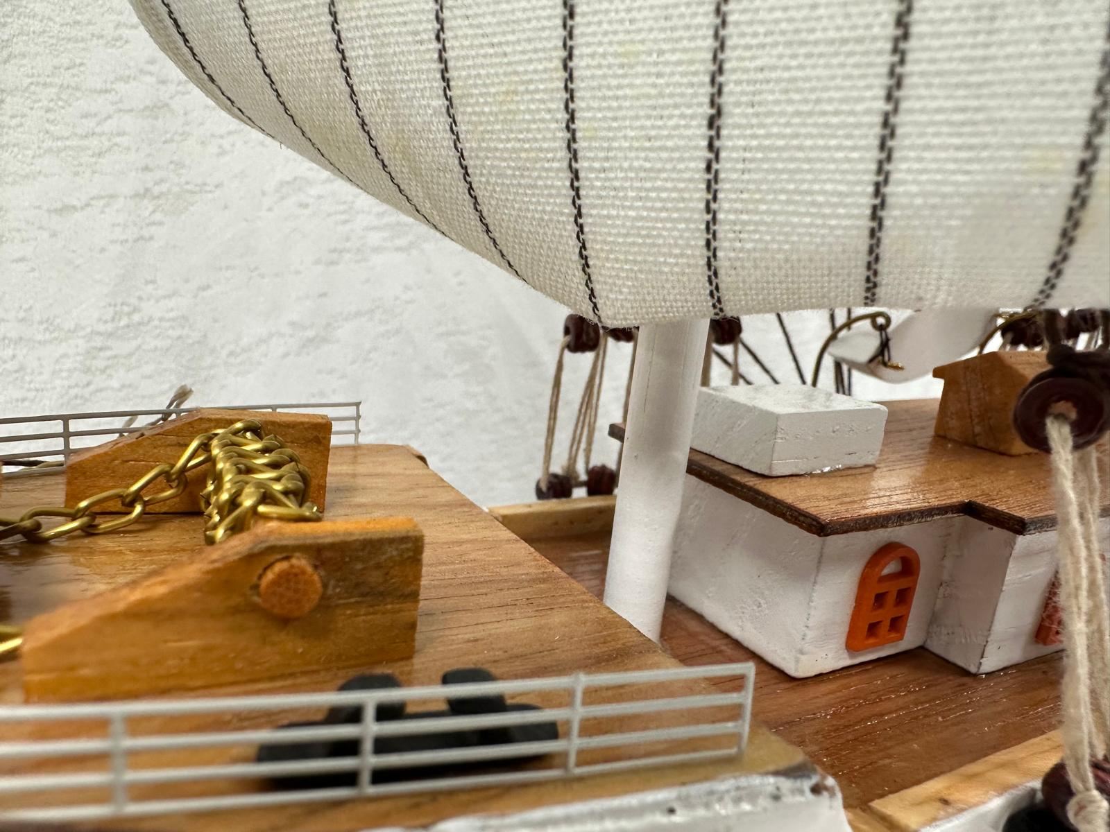 Vintage Belem Model Ship 1V – Handmade, 64cm, Fully Assembled Nautical Decor - Authentic Replicas & Models