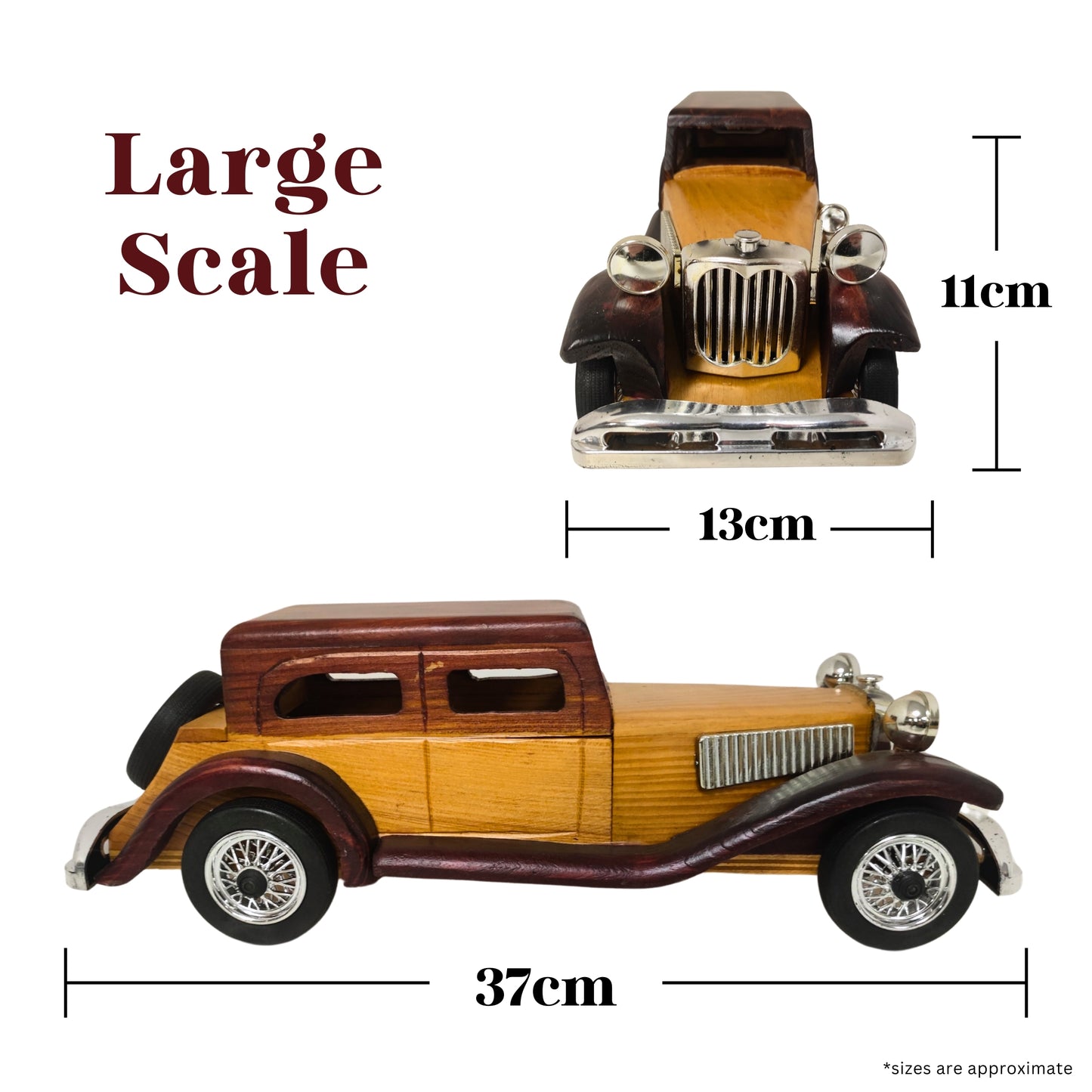 Windsor Cruiser Handcrafted Classic Wooden Car Model – Vintage-Style Collectable - Authentic Replicas & Models