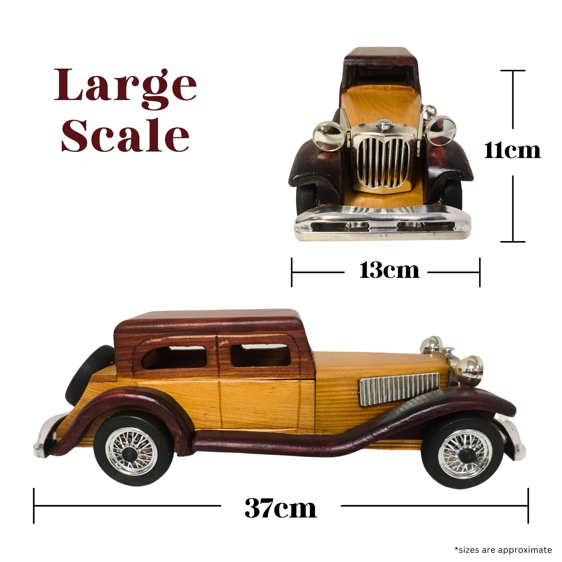 Windsor Cruiser Handcrafted Classic Wooden Car Model – Vintage-Style Collectable - Authentic Replicas & Models