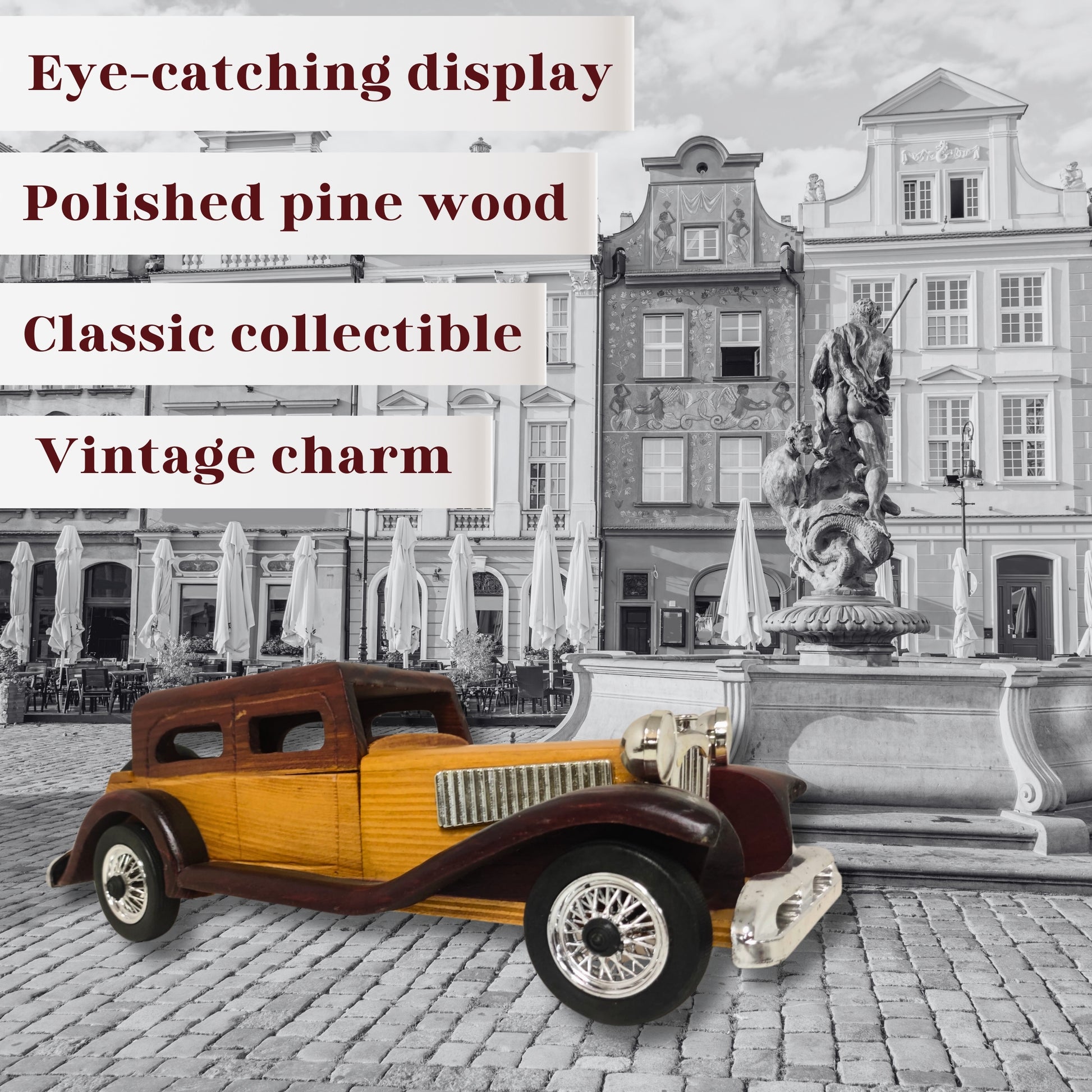 Windsor Cruiser Handcrafted Classic Wooden Car Model – Vintage-Style Collectable - Authentic Replicas & Models