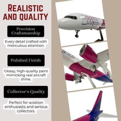 Wizzair A320 Airbus Model Plane Quality Large Scale Ideal Gift - Authentic Replicas & Models