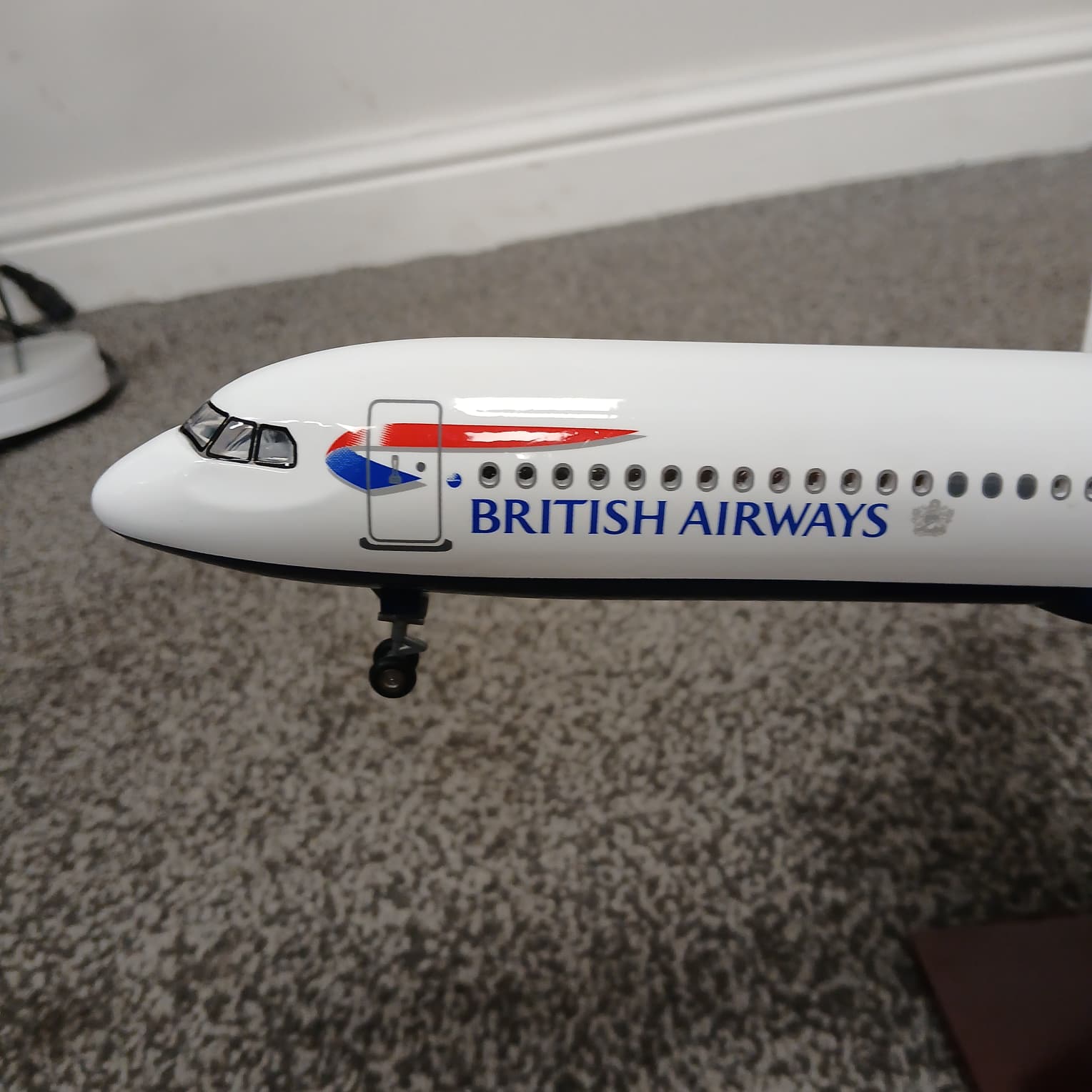 Airbus A321 Model of a British Airways airplane on a carpeted floor