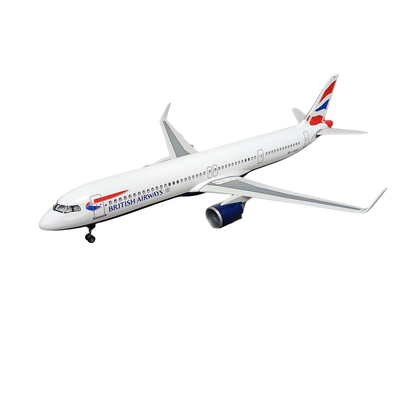 Model of a Airbus A321 British Airways airplane on a white background
