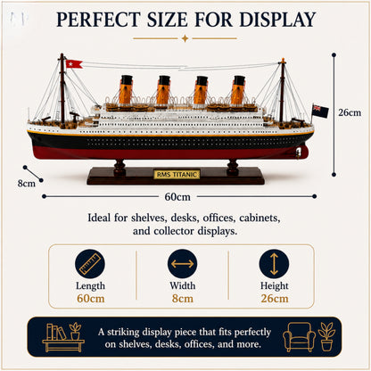 RMS Titanic Wooden Ship Model – 60cm | Handcrafted Mahogany & Acacia