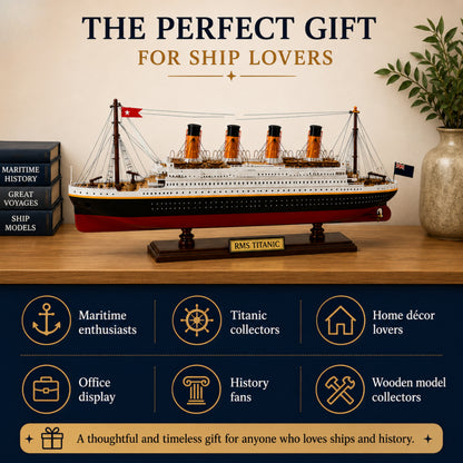 RMS Titanic Wooden Ship Model – 60cm | Handcrafted Mahogany & Acacia