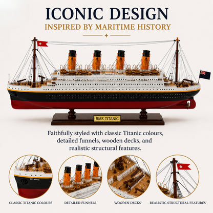 RMS Titanic Wooden Ship Model – 60cm | Handcrafted Mahogany & Acacia