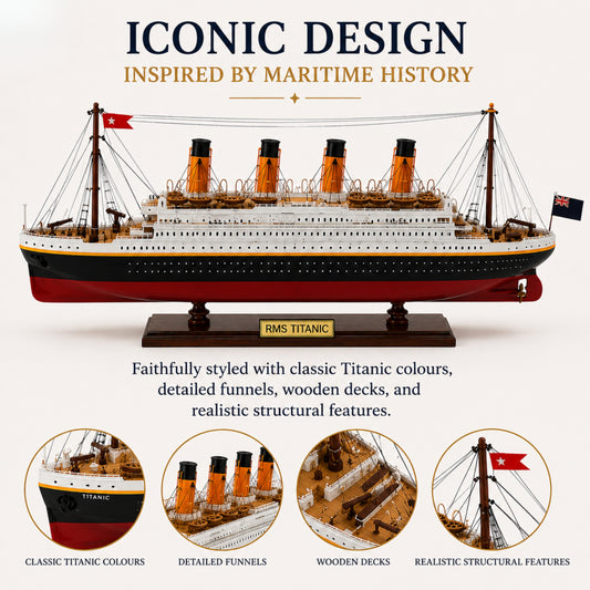 RMS Titanic Wooden Ship Model – 60cm | Handcrafted Mahogany & Acacia